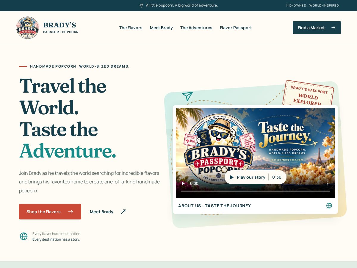 Landing-page snapshot of passportpopcorn.com