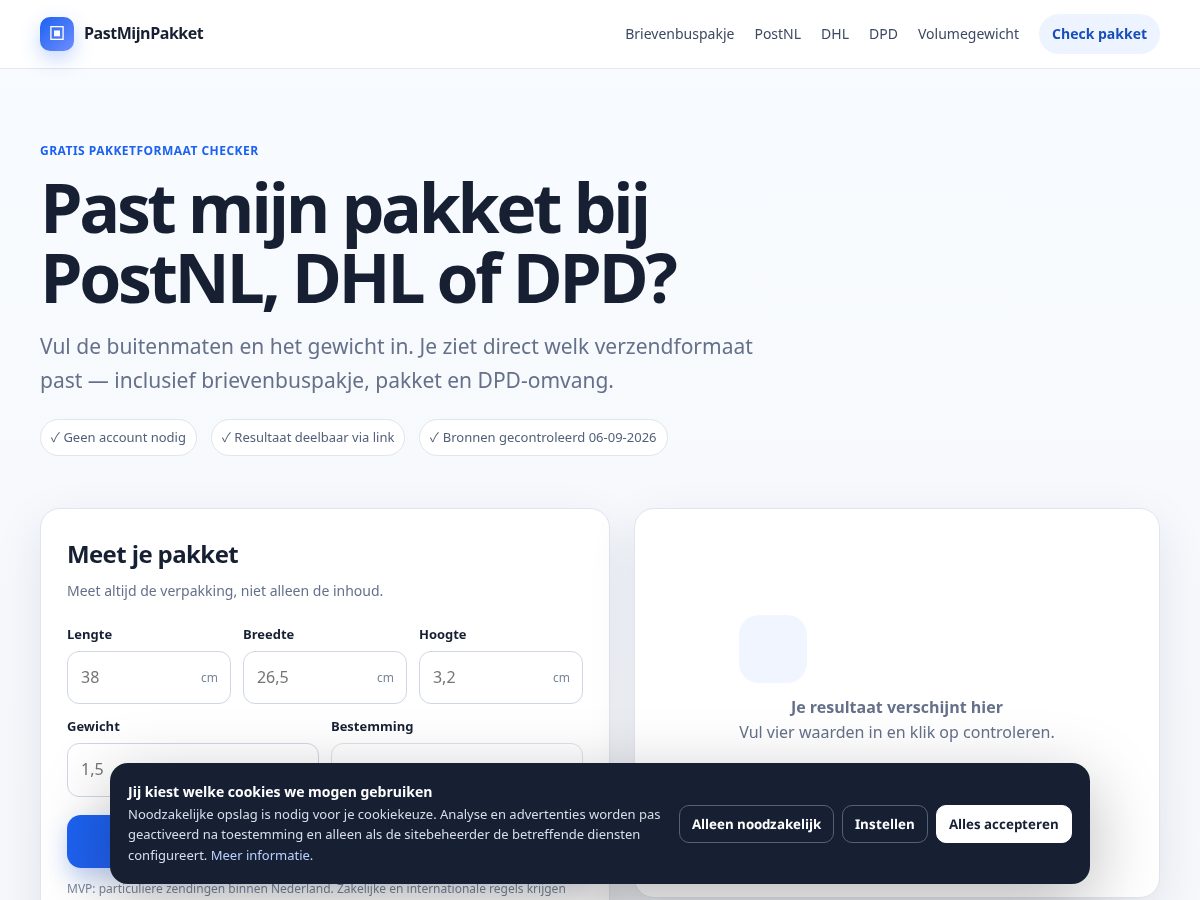 Landing-page snapshot of pastmijnpakket.site