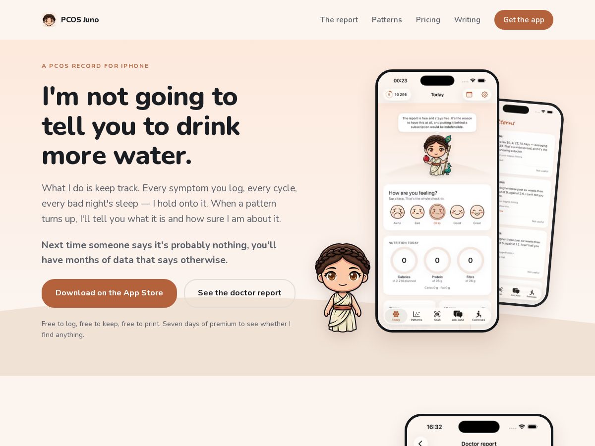 Landing-page snapshot of pcosjuno.com