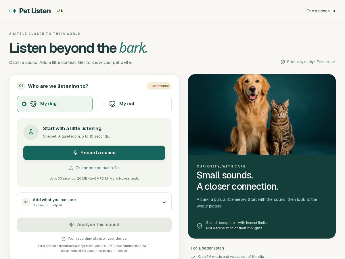 Landing-page snapshot of petlisten.com