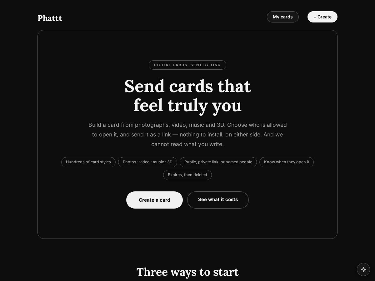 Landing-page snapshot of phattt.com