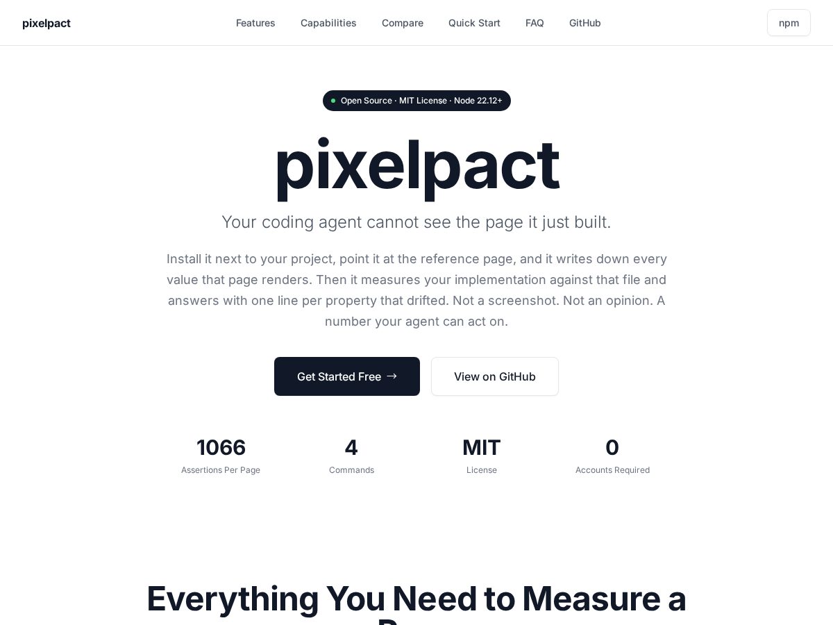 Landing-page snapshot of pixelpact.dev