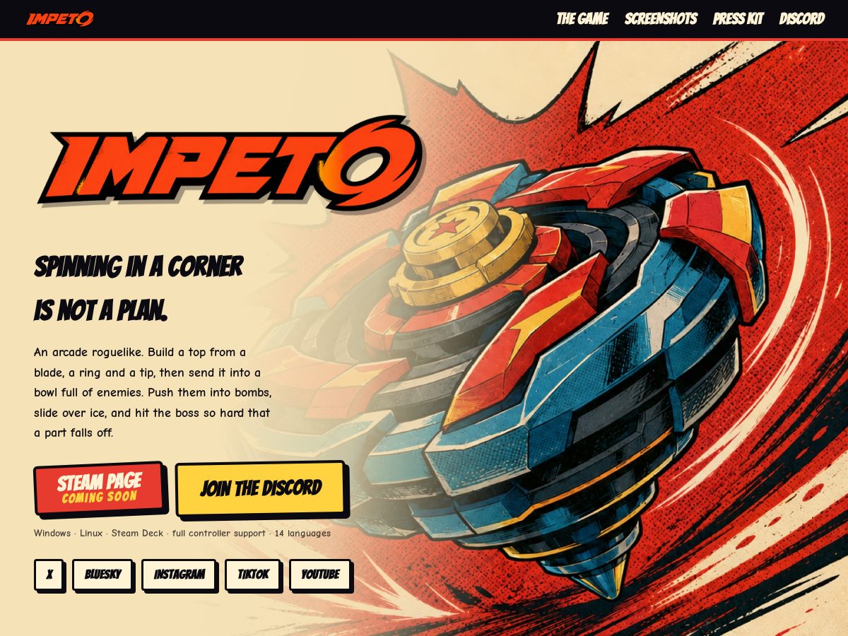 Landing-page snapshot of playimpeto.com