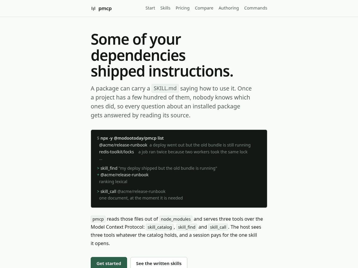 Landing-page snapshot of pmcp.build