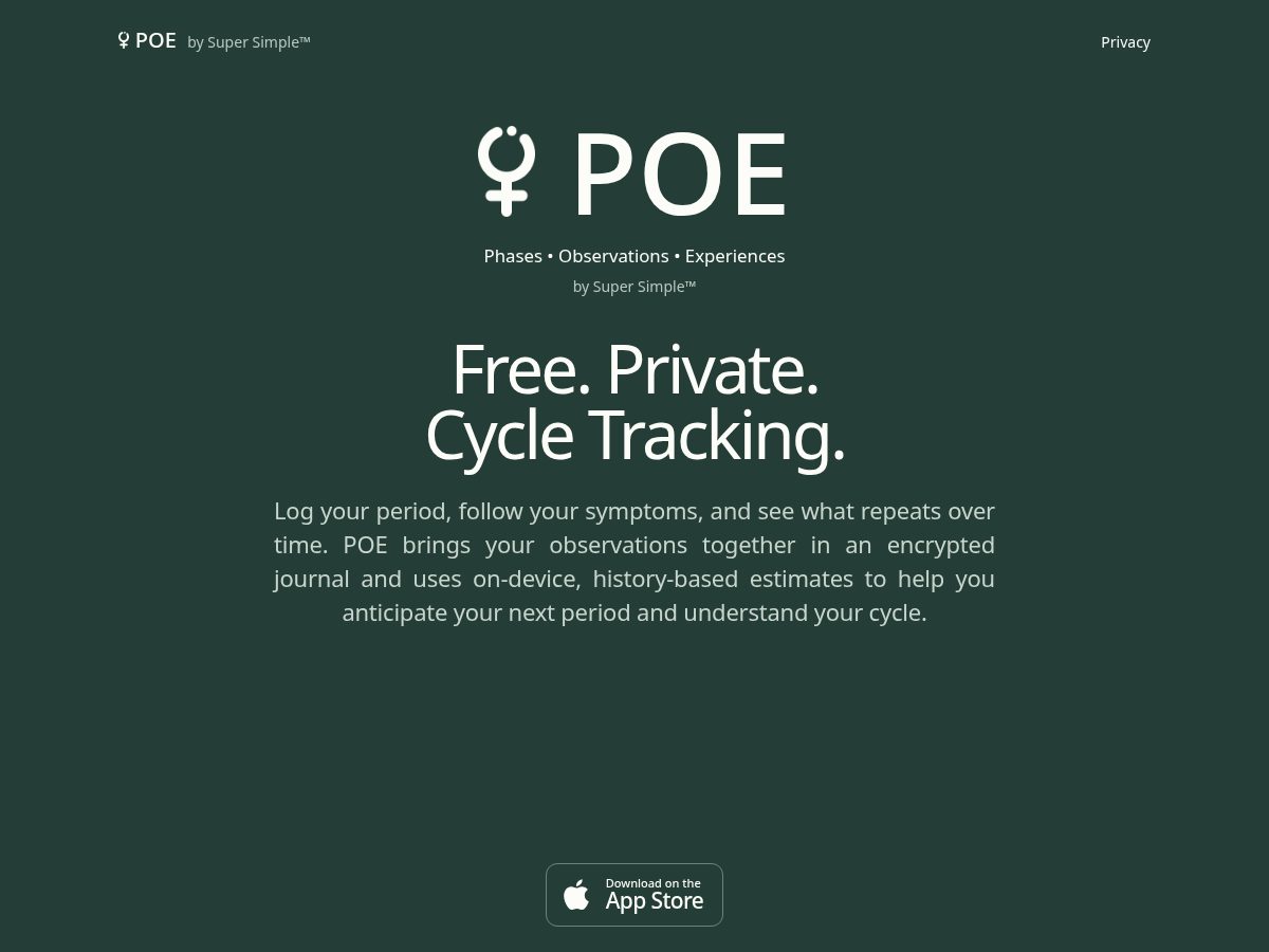Landing-page snapshot of poeperiod.com