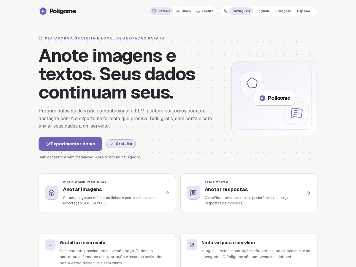 Landing-page snapshot of poligome.com