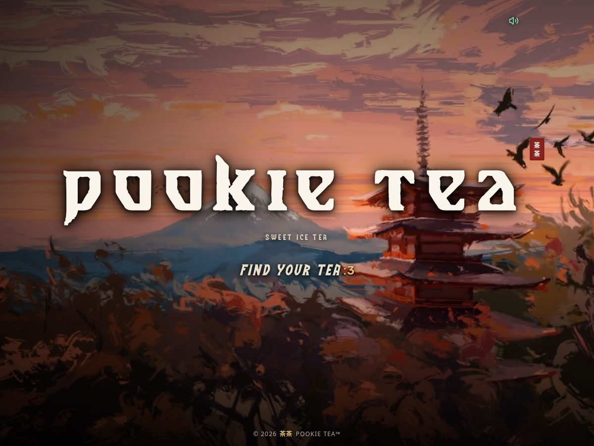 Landing-page snapshot of pookietea.com