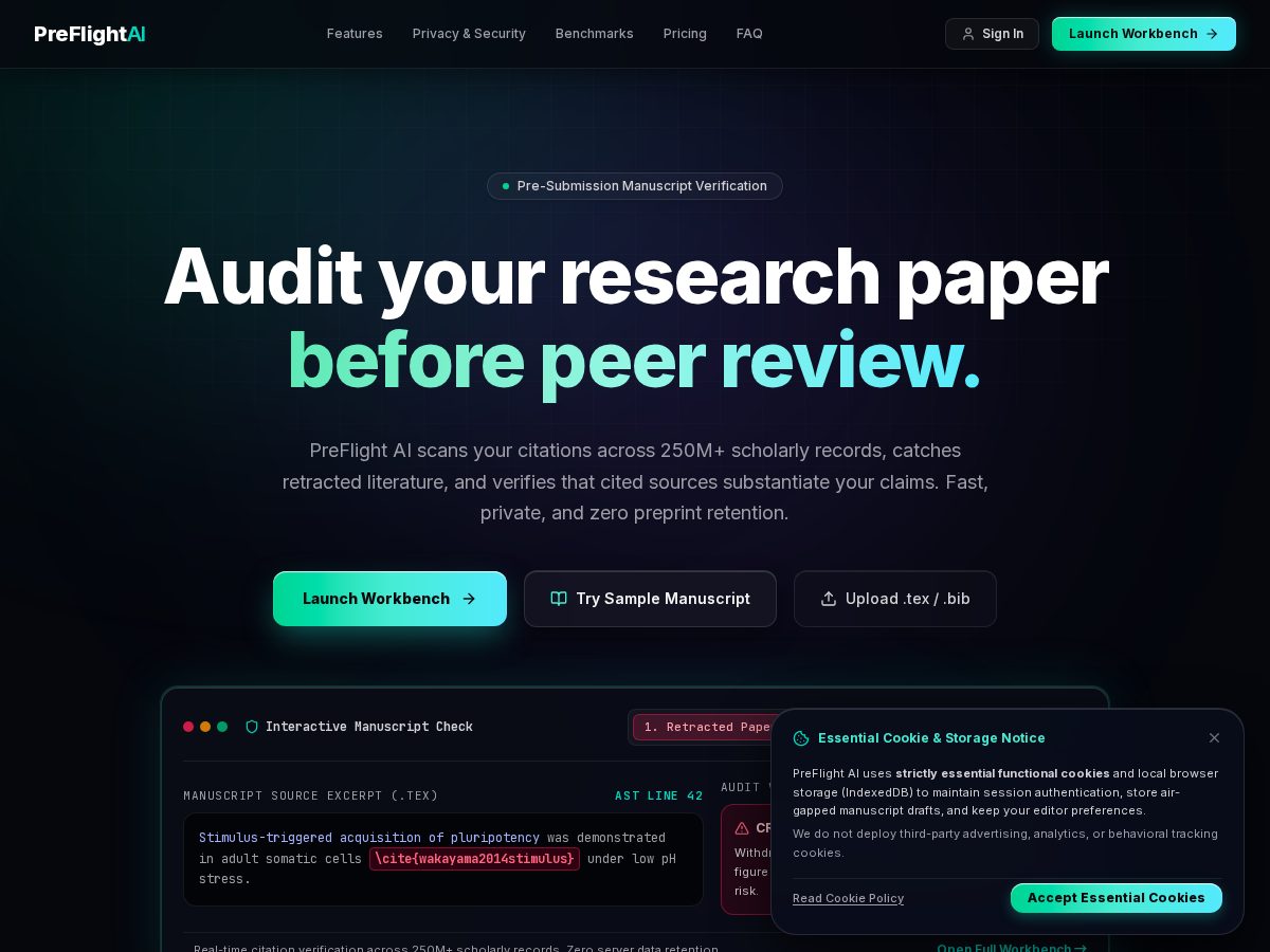 Landing-page snapshot of preflightai.tech