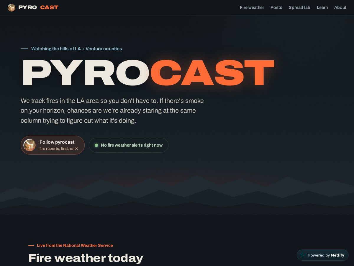 Landing-page snapshot of pyrocastfire.com