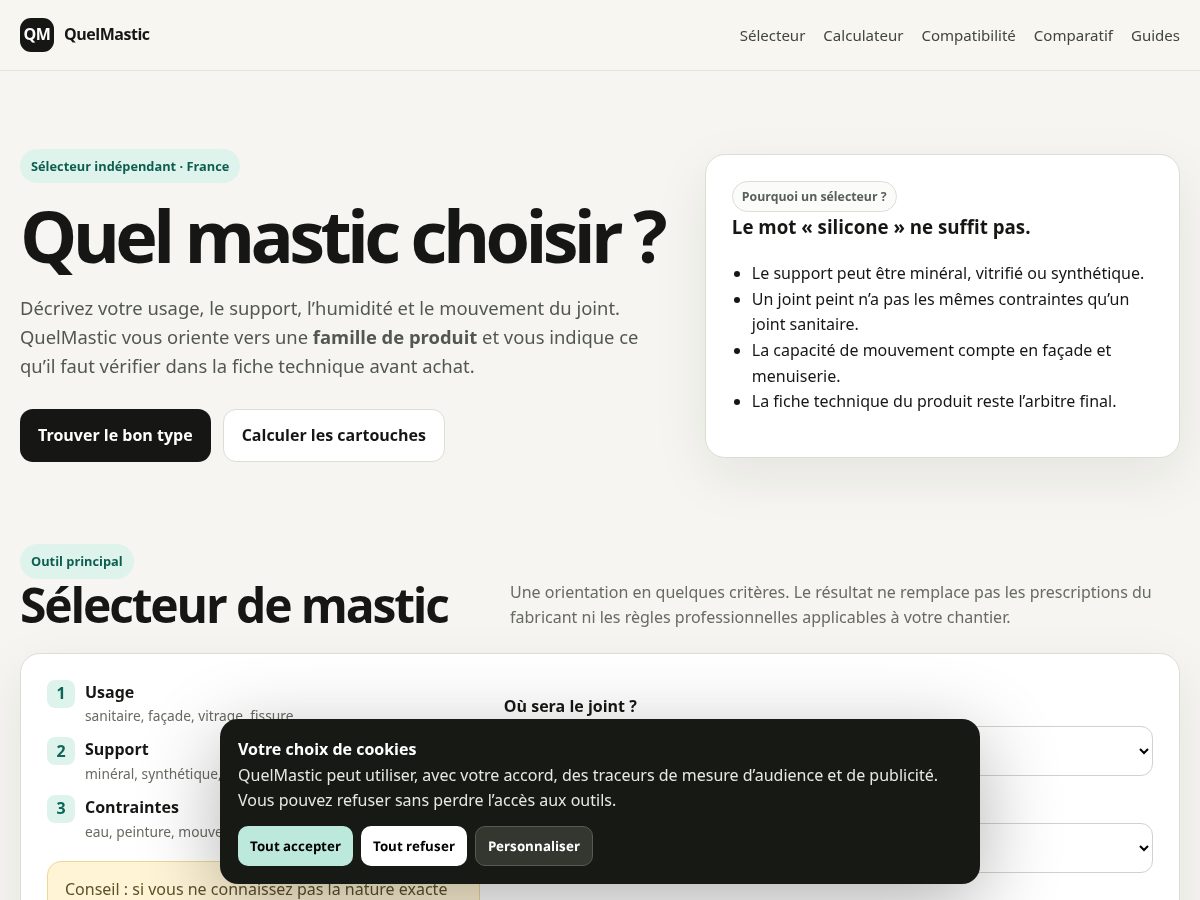 Landing-page snapshot of quelmastic.site