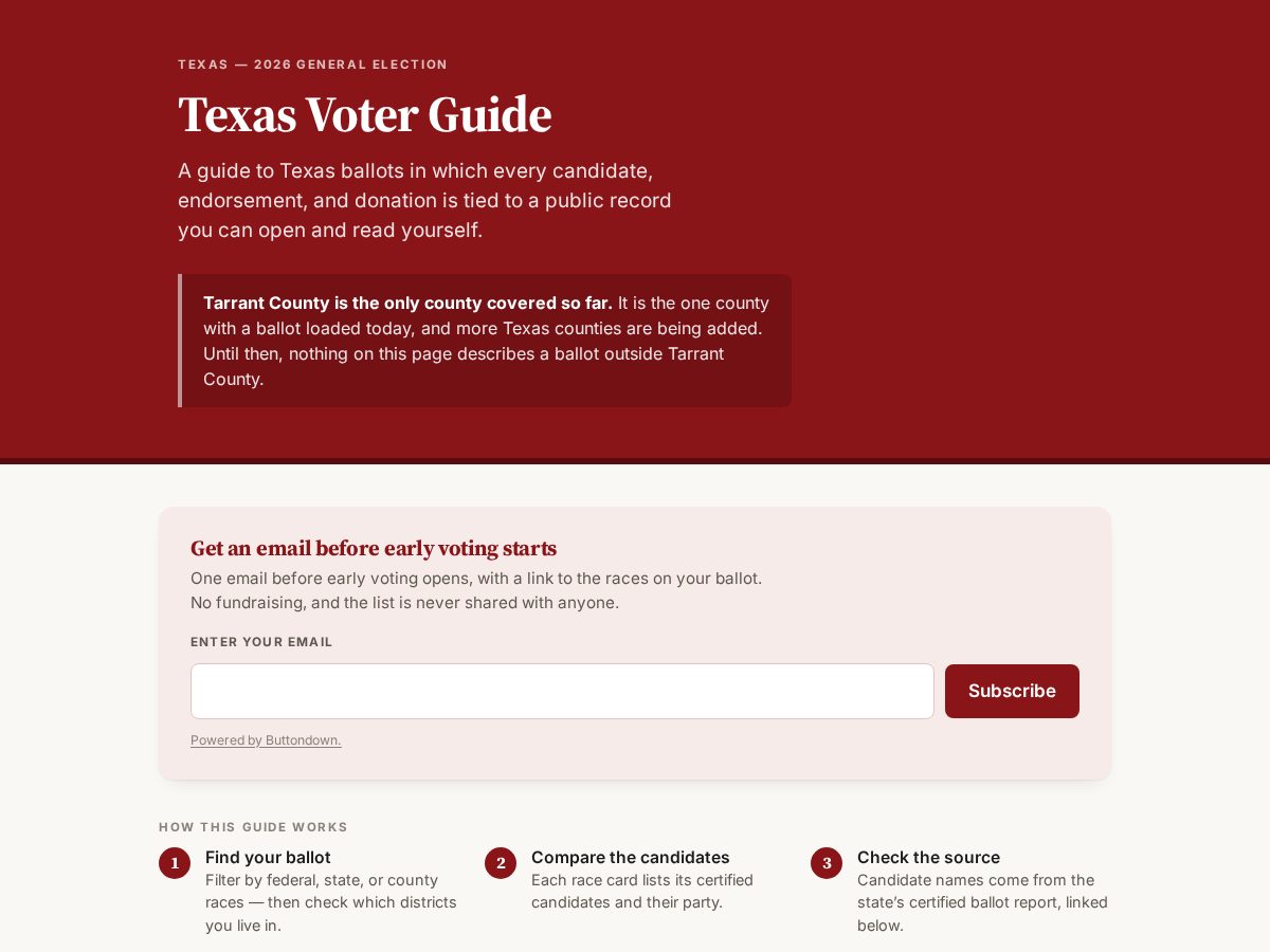 Landing-page snapshot of redvoterguides.org