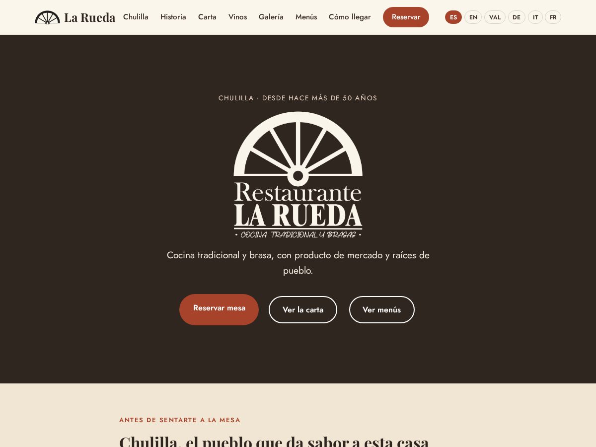 Landing-page snapshot of restaurantelarueda.site