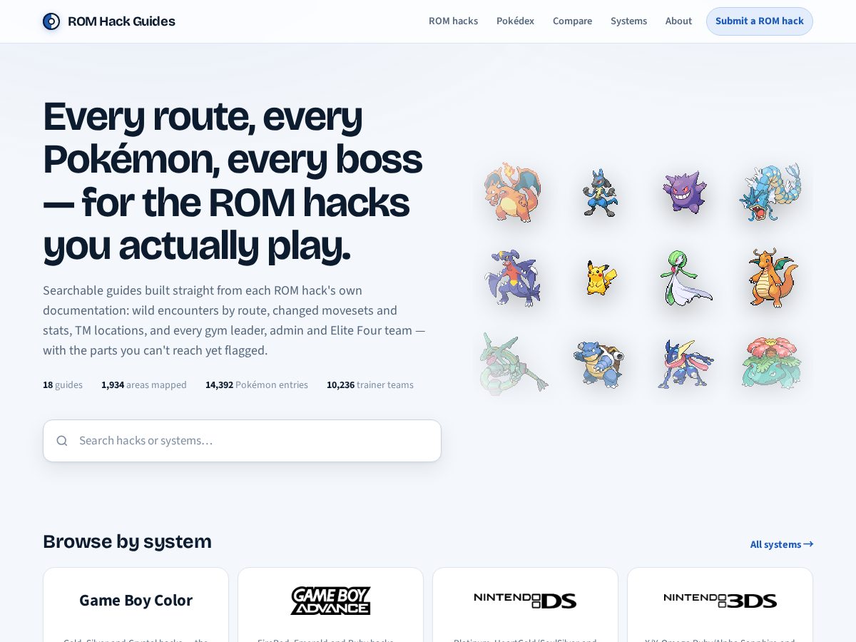 Landing-page snapshot of romhackguide.com