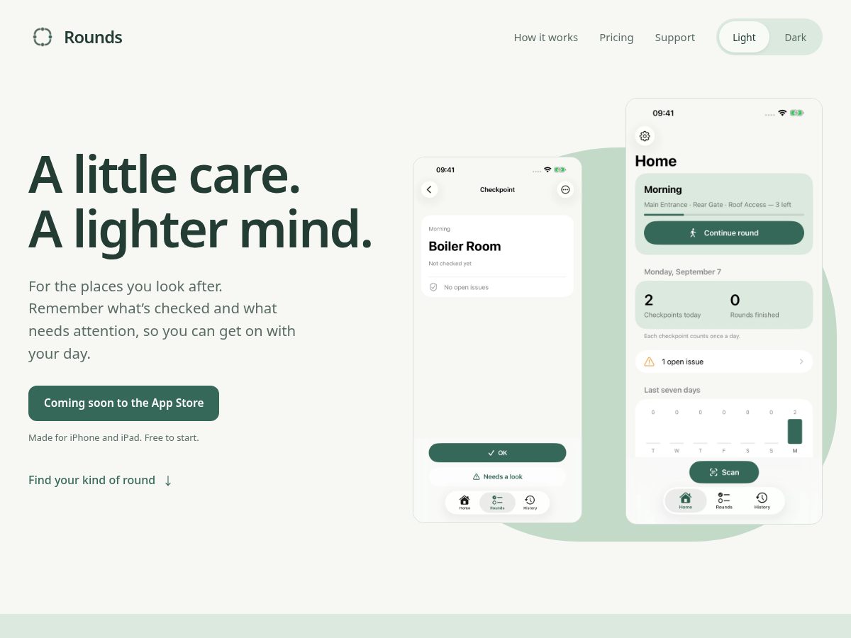Landing-page snapshot of rounds.run