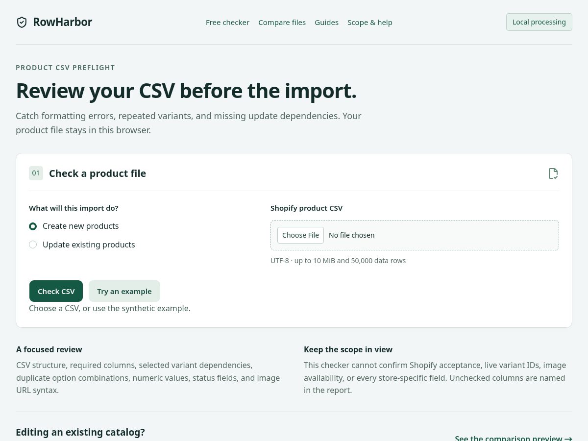 Landing-page snapshot of rowharbor.com