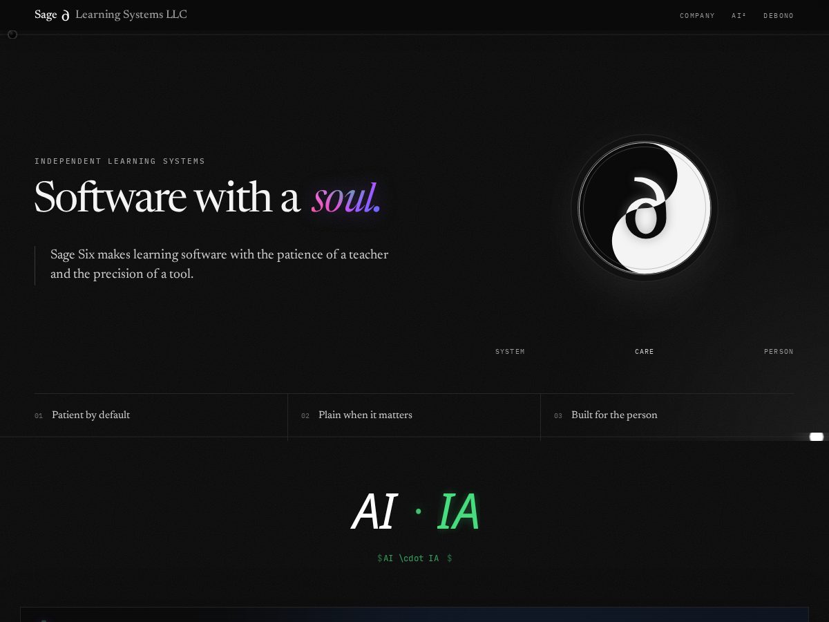 Landing-page snapshot of sagesixsystems.com