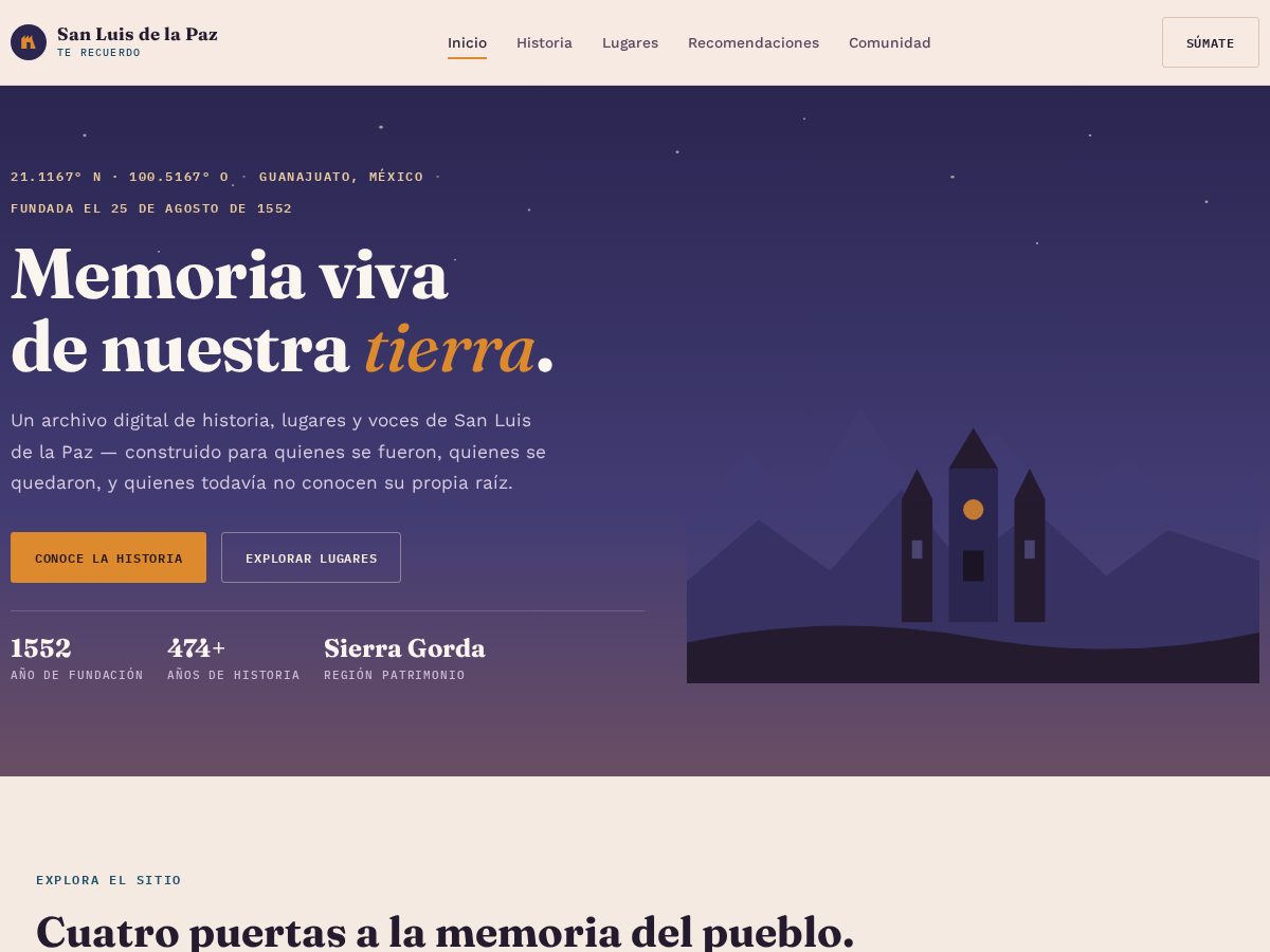 Landing-page snapshot of sanluisdelapazterecuerdo.com