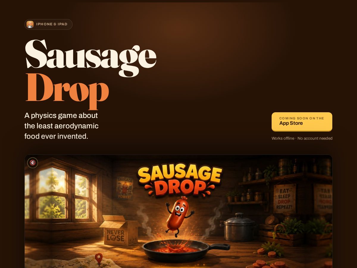 Landing-page snapshot of sausagedrop.com