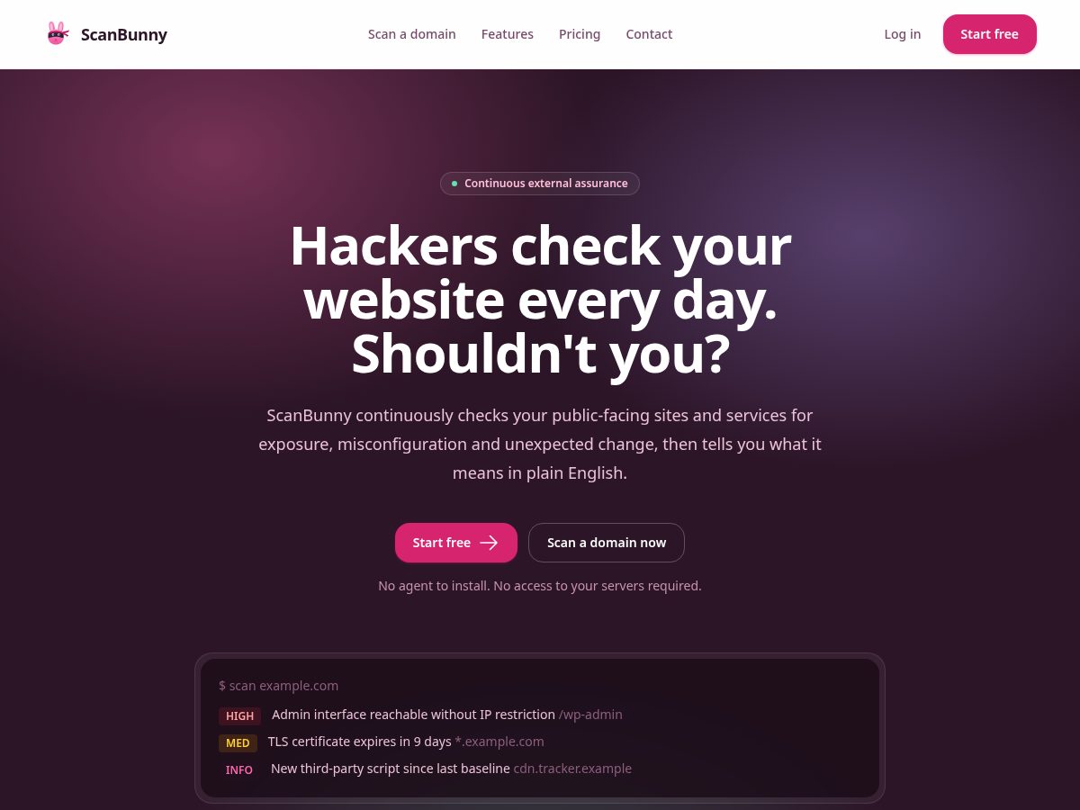Landing-page snapshot of scanbunny.com