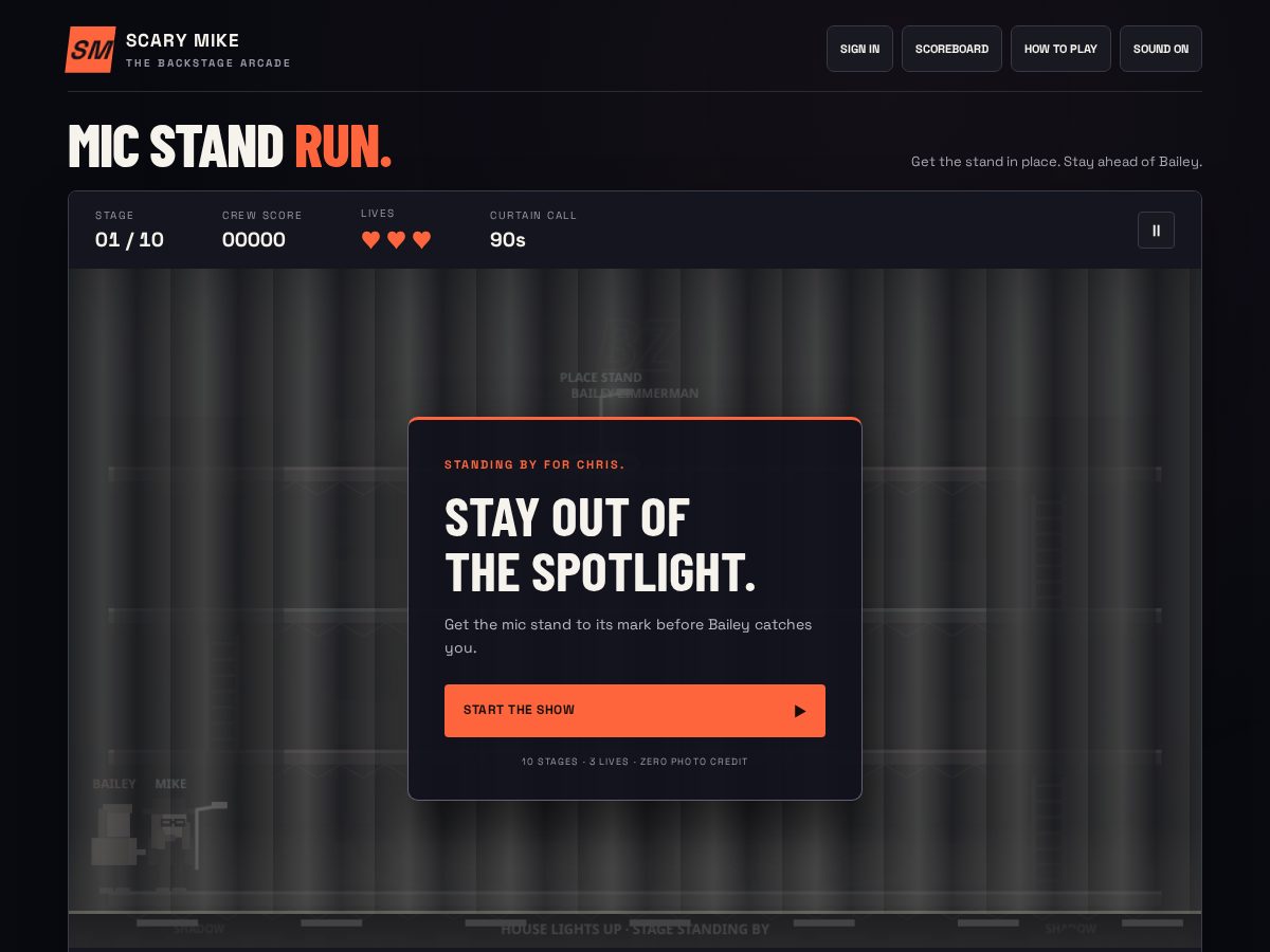Landing-page snapshot of scarymike.run