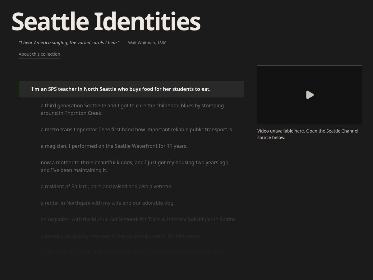 Landing-page snapshot of seattleidentities.com