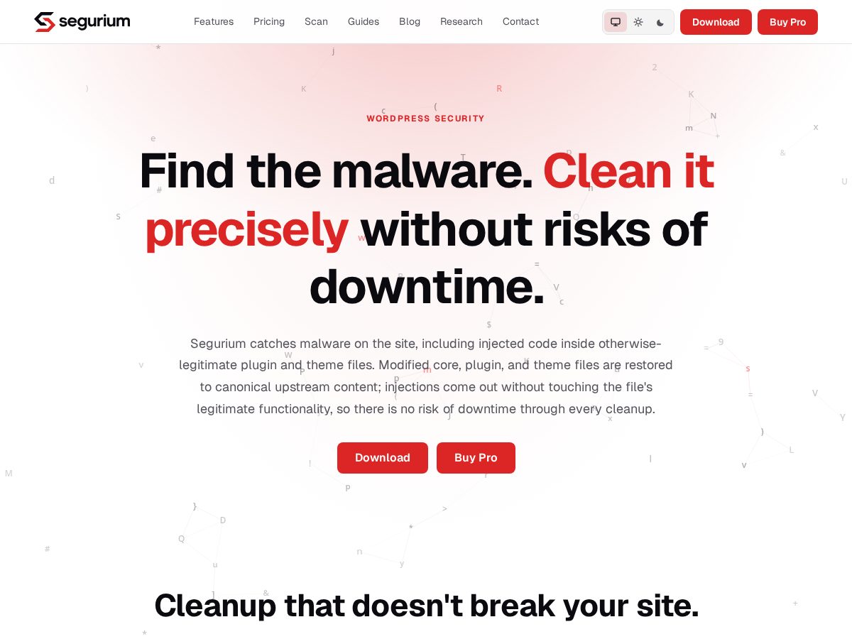 Landing-page snapshot of segurium-hq.com