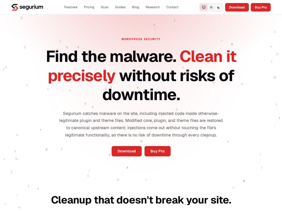 Landing-page snapshot of segurium-team.com