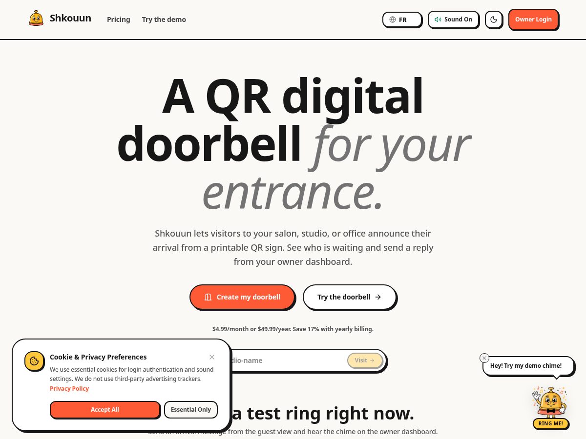 Landing-page snapshot of shkouun.com