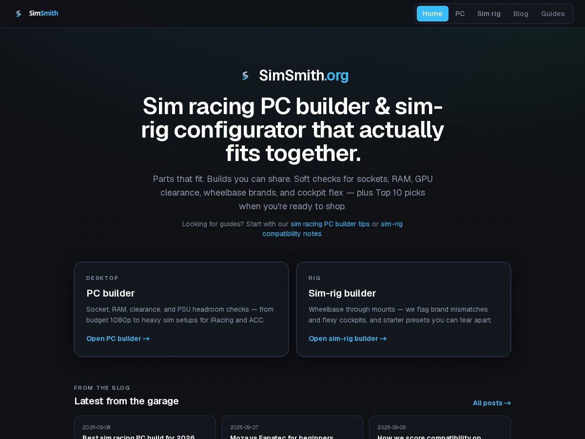 Landing-page snapshot of simsmith.org