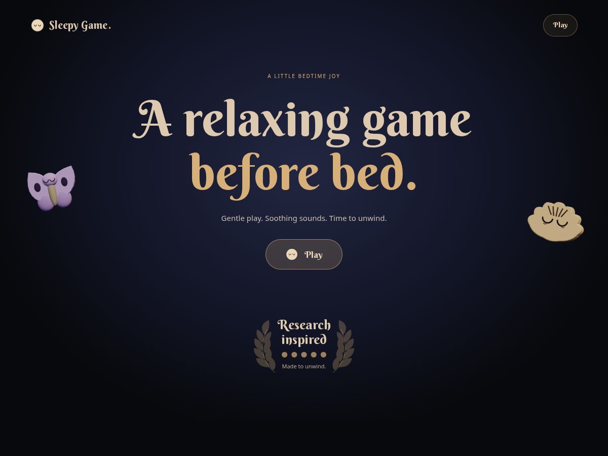 Landing-page snapshot of sleepygame.com