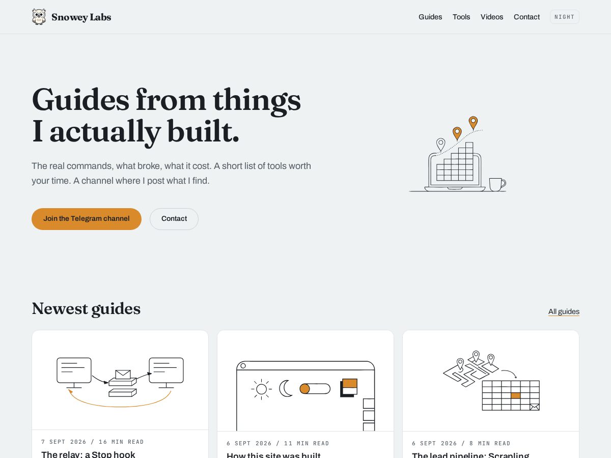 Landing-page snapshot of snoweylabs.com