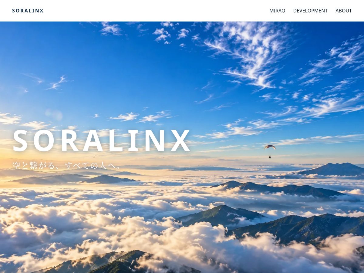Landing-page snapshot of soralinx.com