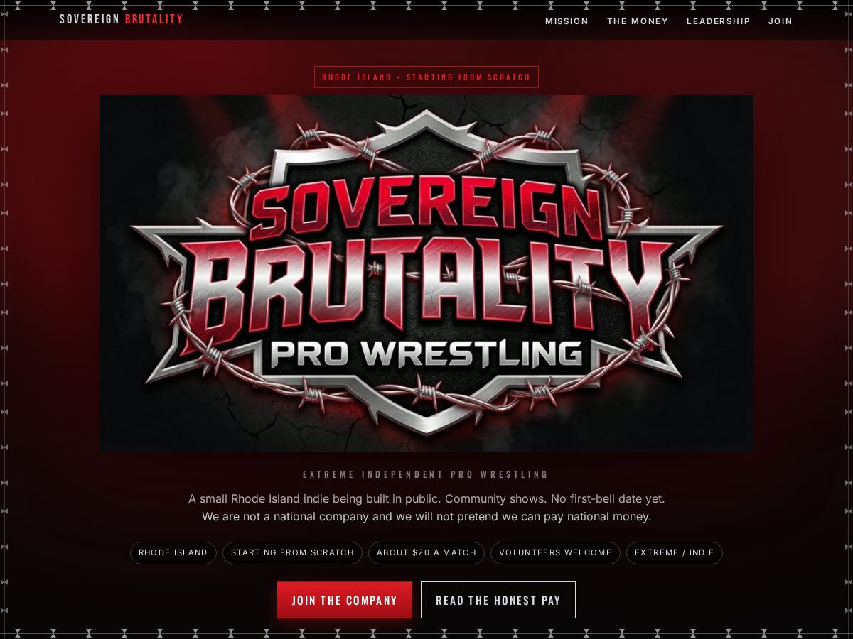Landing-page snapshot of sovereignbrutality.com