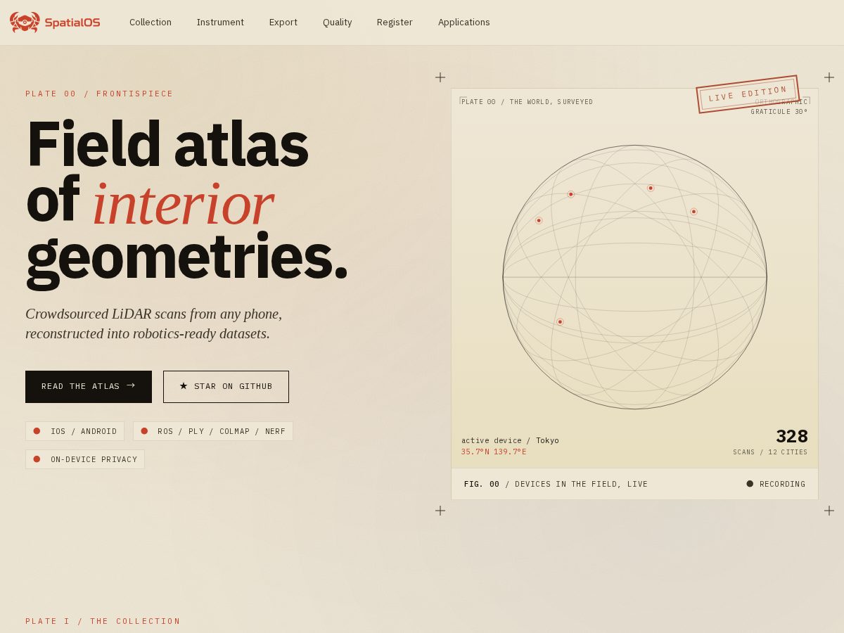 Landing-page snapshot of spatialos.tech