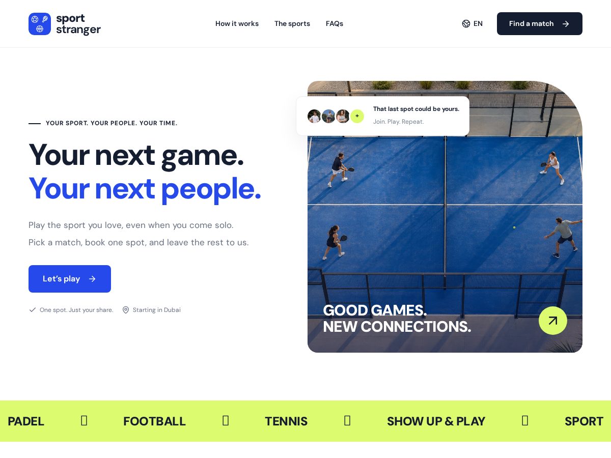 Landing-page snapshot of sportstranger.com