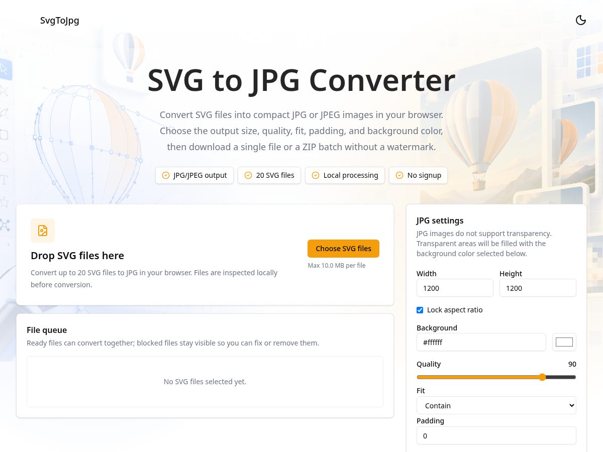 Landing-page snapshot of svgtojpg.pro