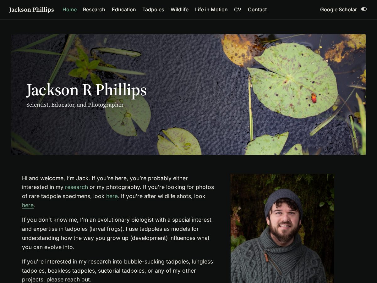 Landing-page snapshot of tadpology.com