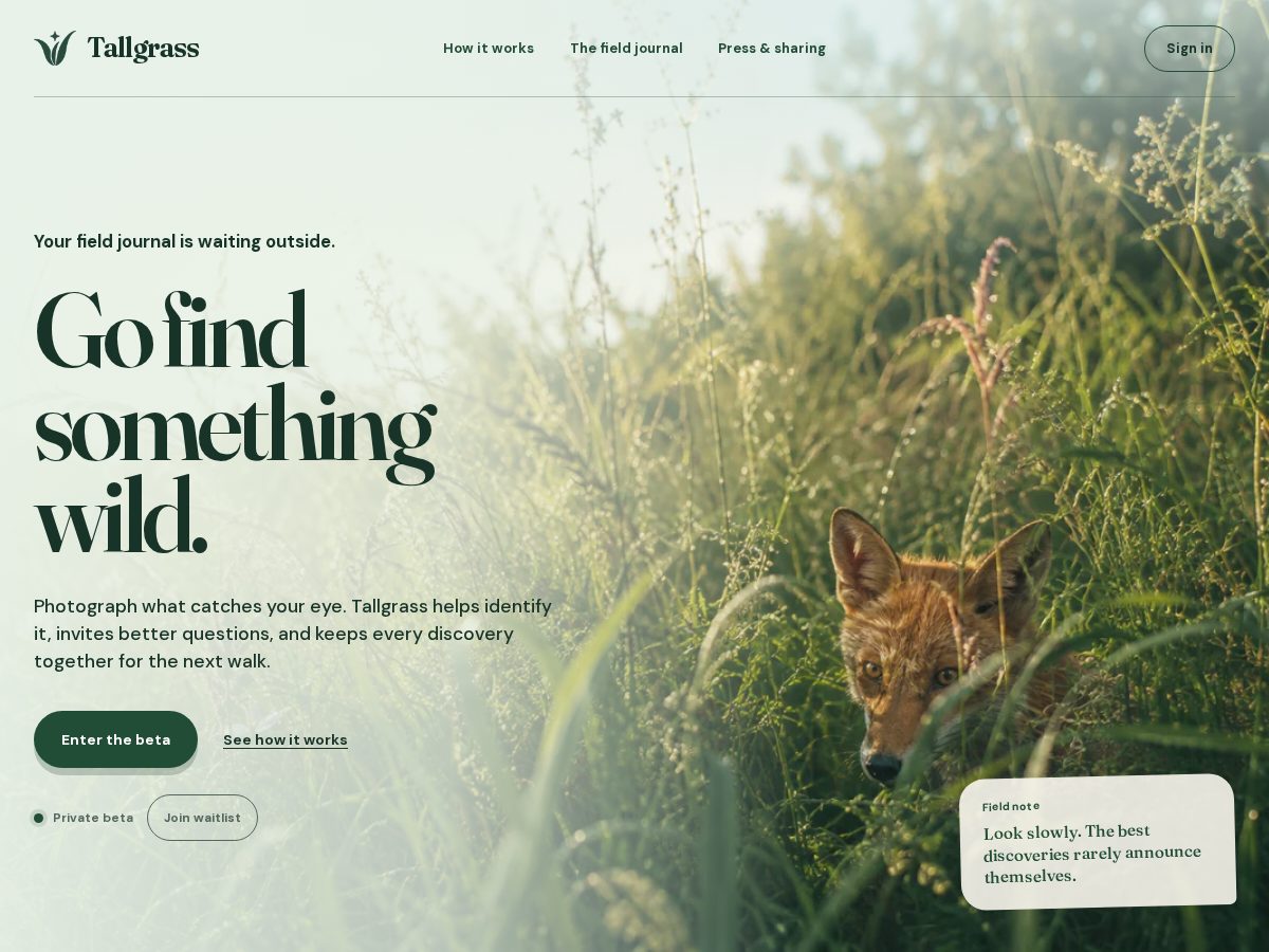 Landing-page snapshot of tallgrass.social