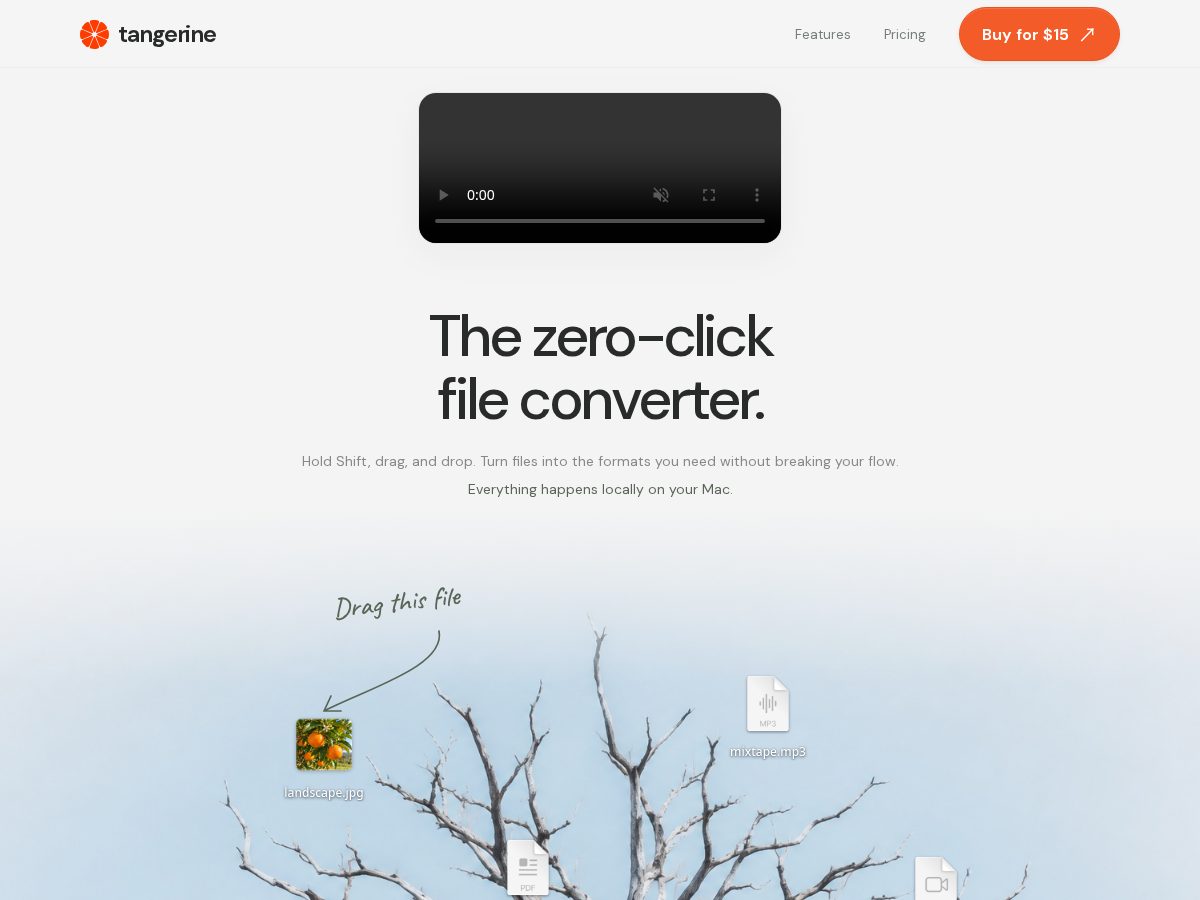 Landing-page snapshot of tangerineformac.com