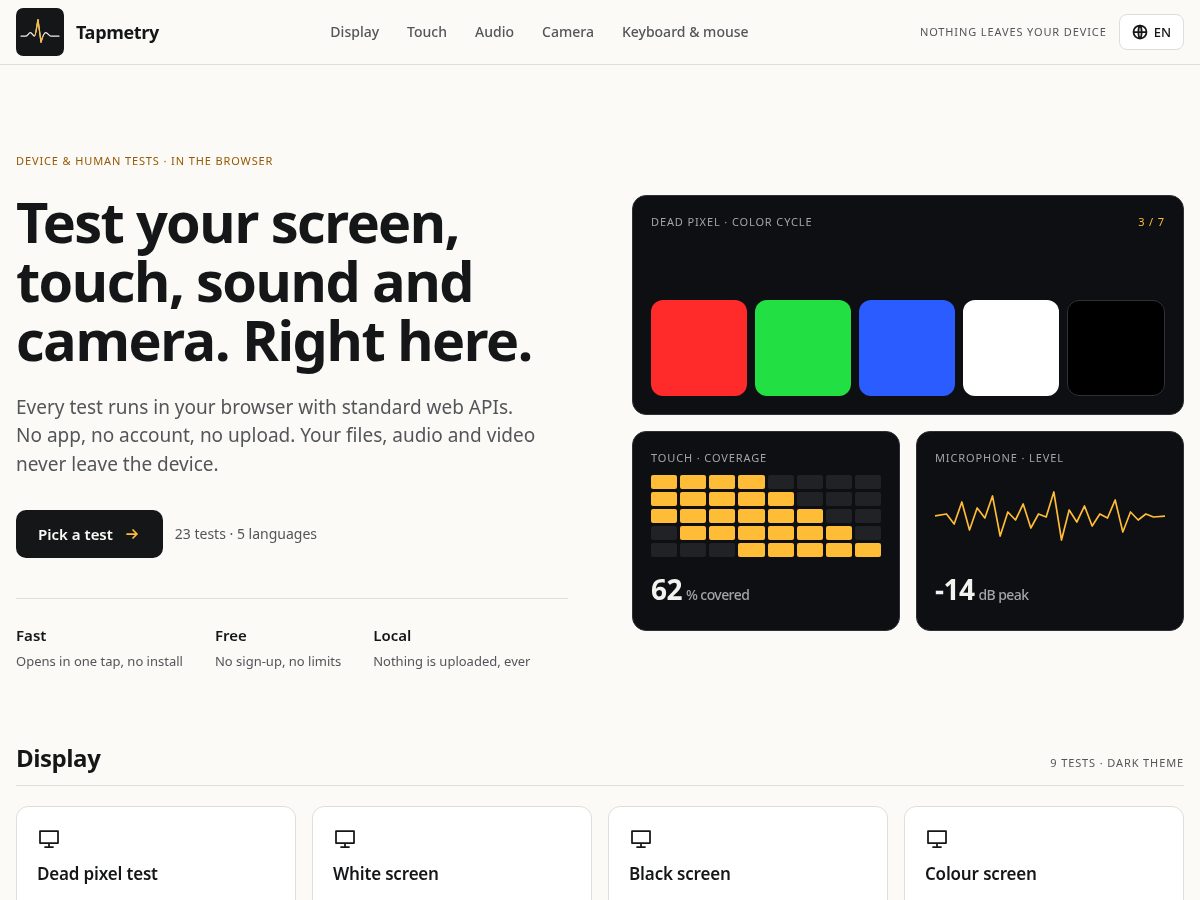 Landing-page snapshot of tapmetry.com