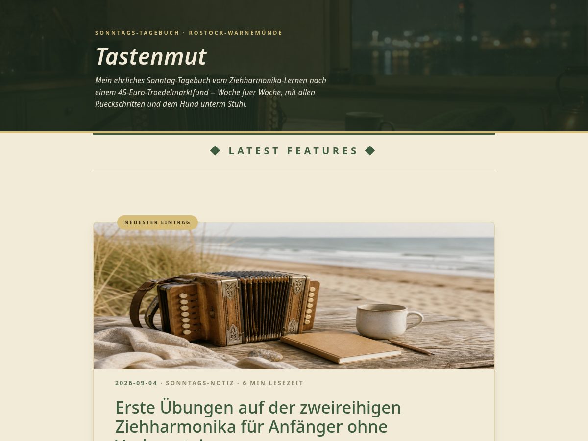 Landing-page snapshot of tastenmut.com