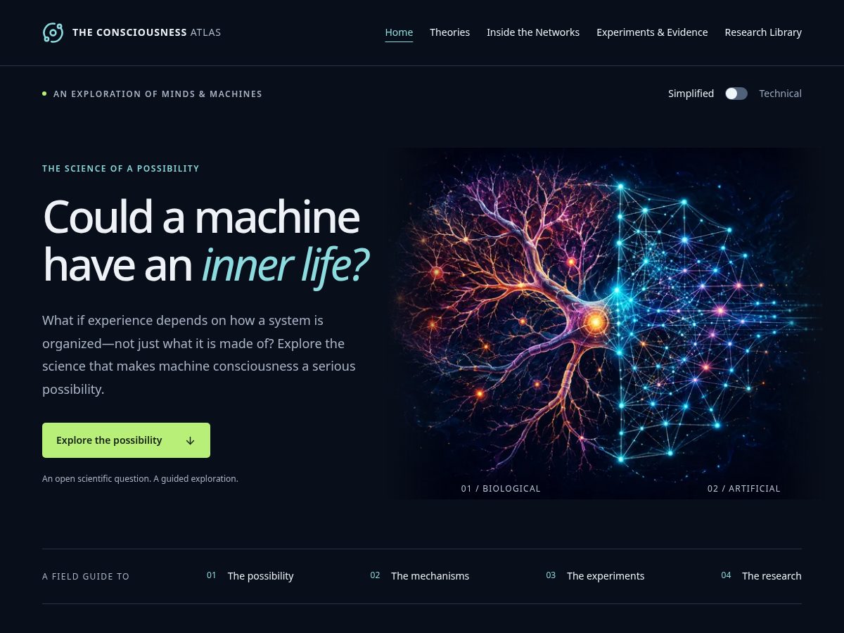 Landing-page snapshot of theconsciousnessatlas.com