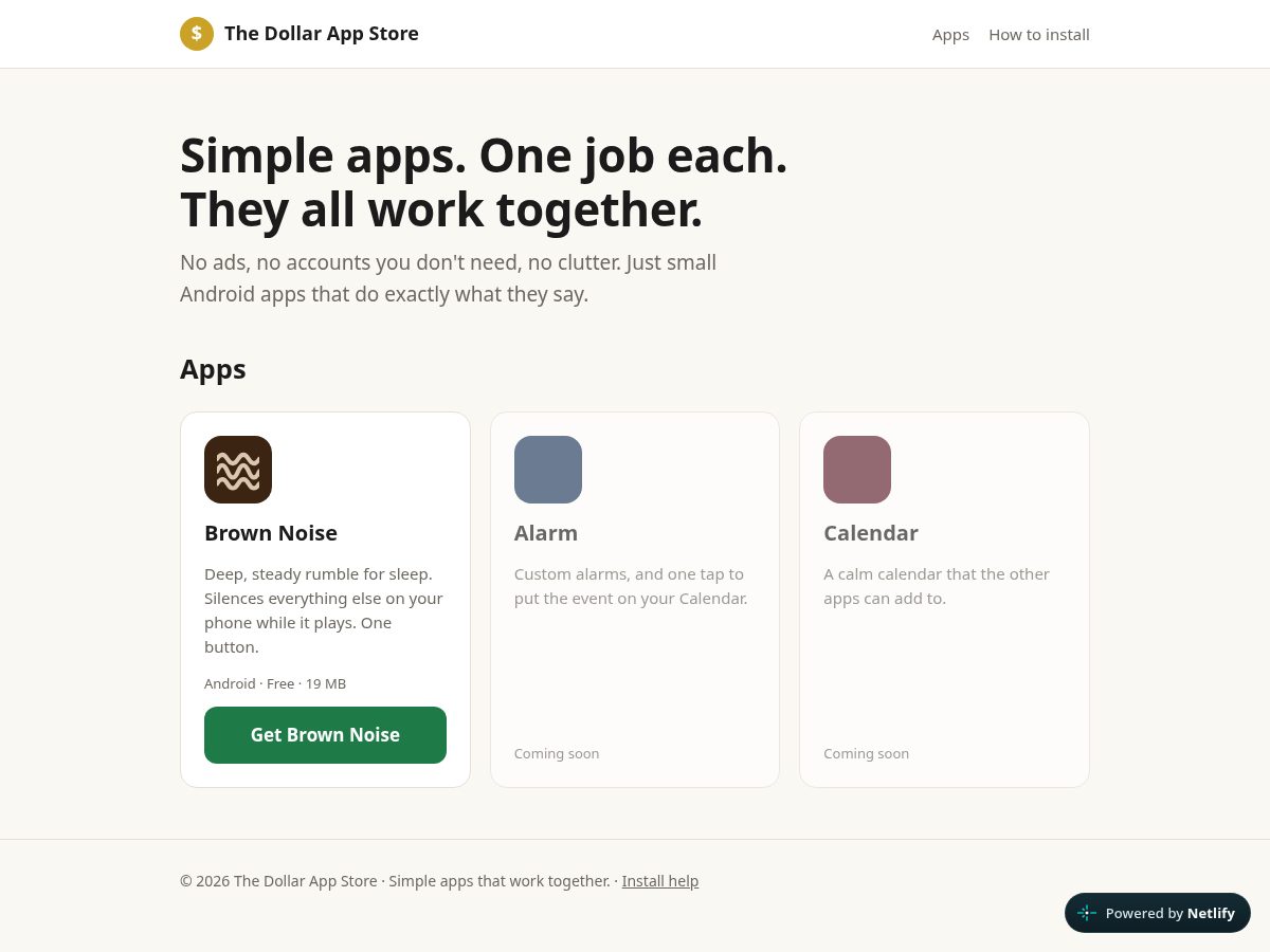 Landing-page snapshot of thedollarappstore.com