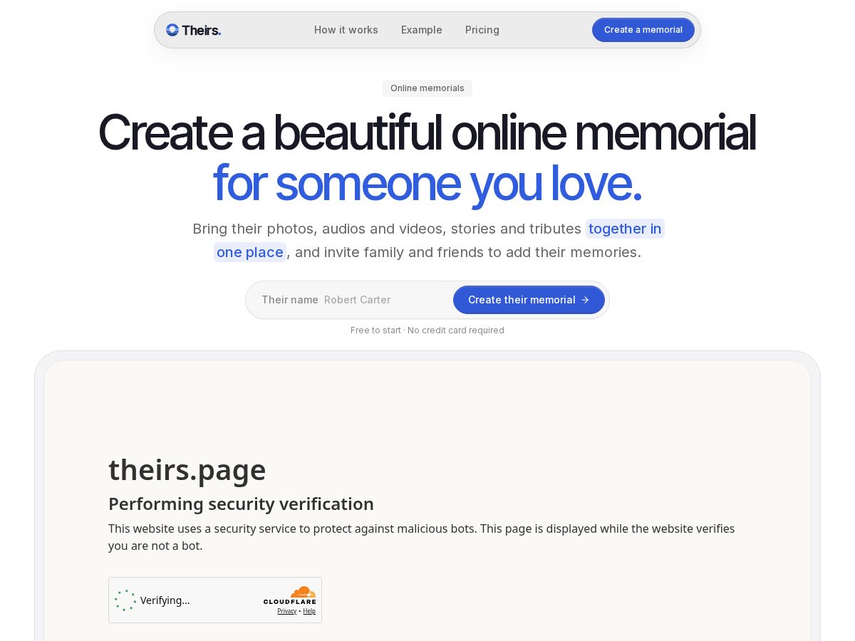 Landing-page snapshot of theirs.page