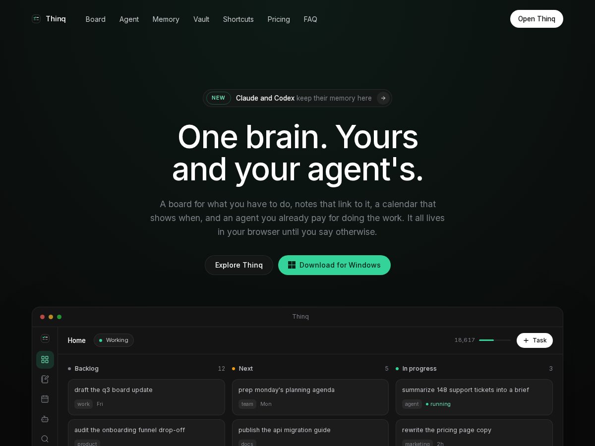 Landing-page snapshot of thinq.website
