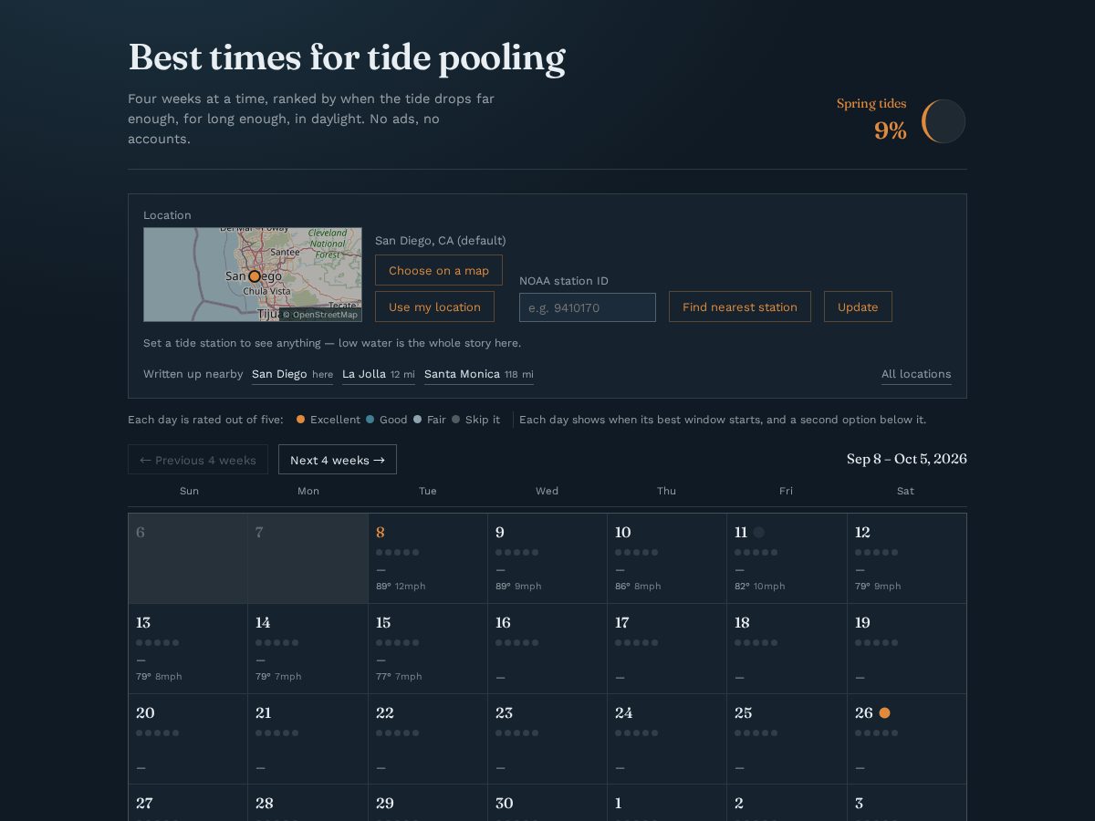Landing-page snapshot of times4tidepooling.com