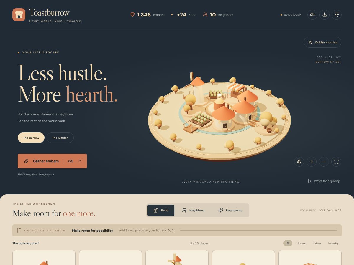 Landing-page snapshot of toastburrow.xyz