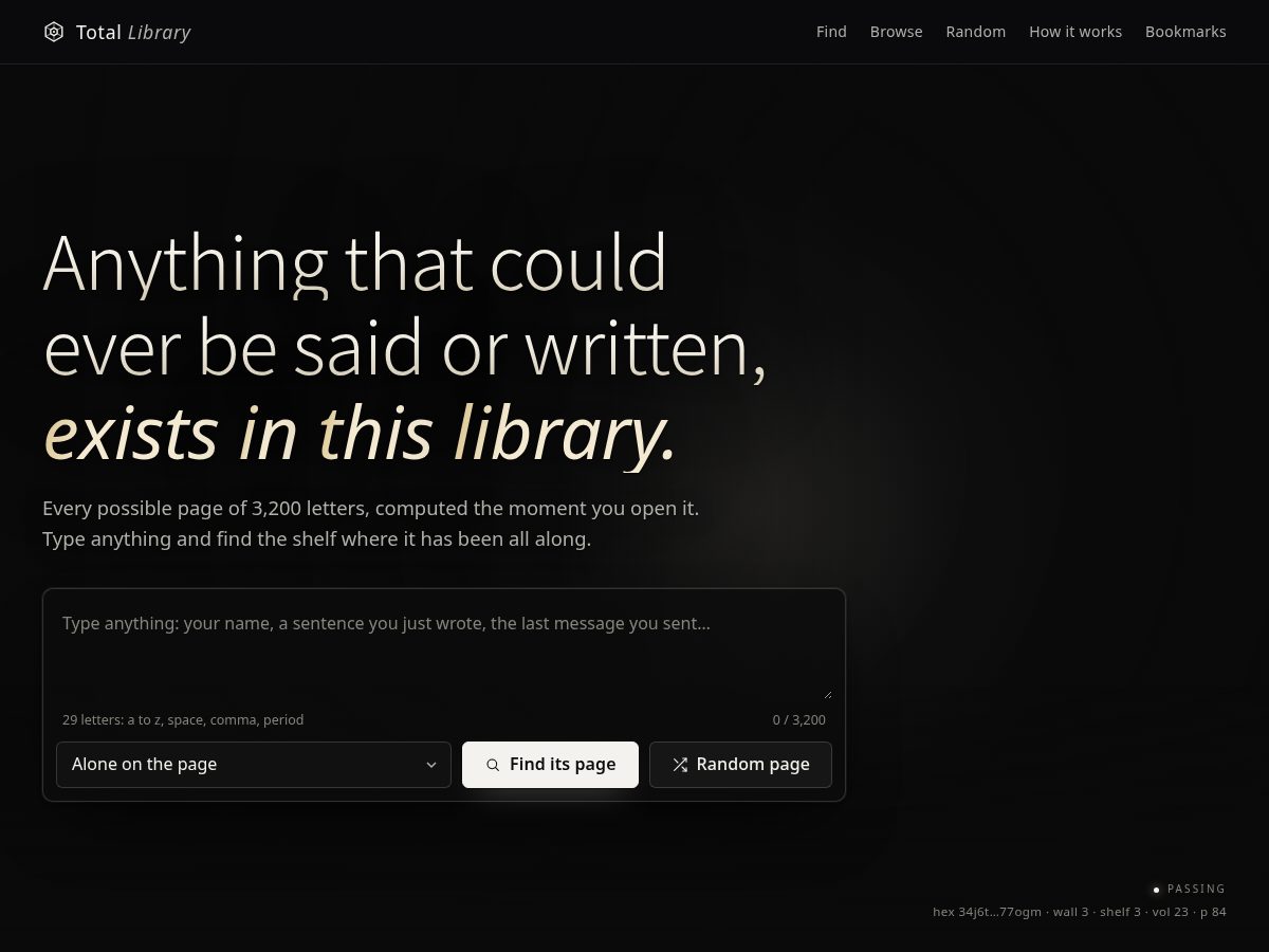 Landing-page snapshot of totalibrary.com