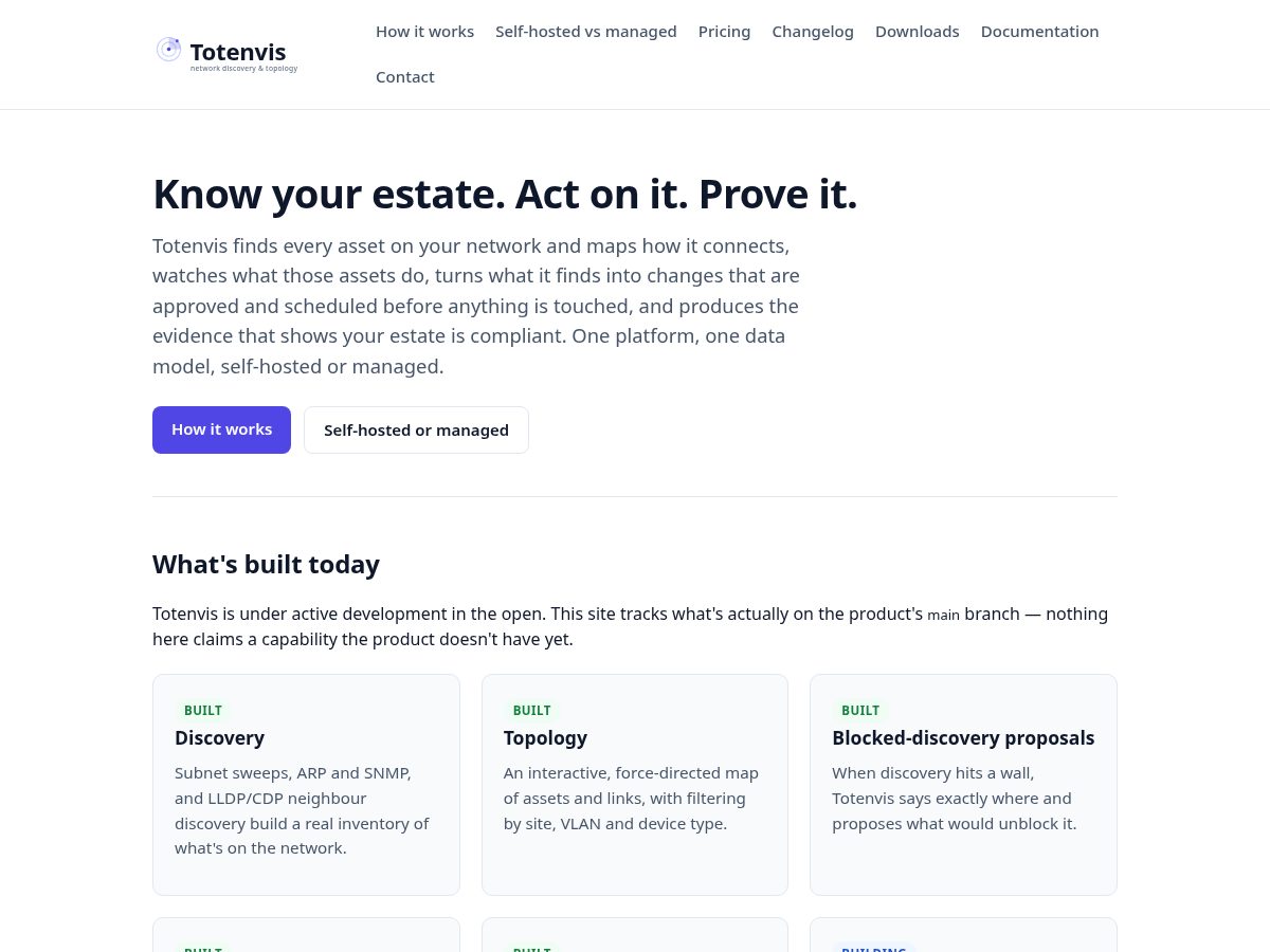 Landing-page snapshot of totenvis.com