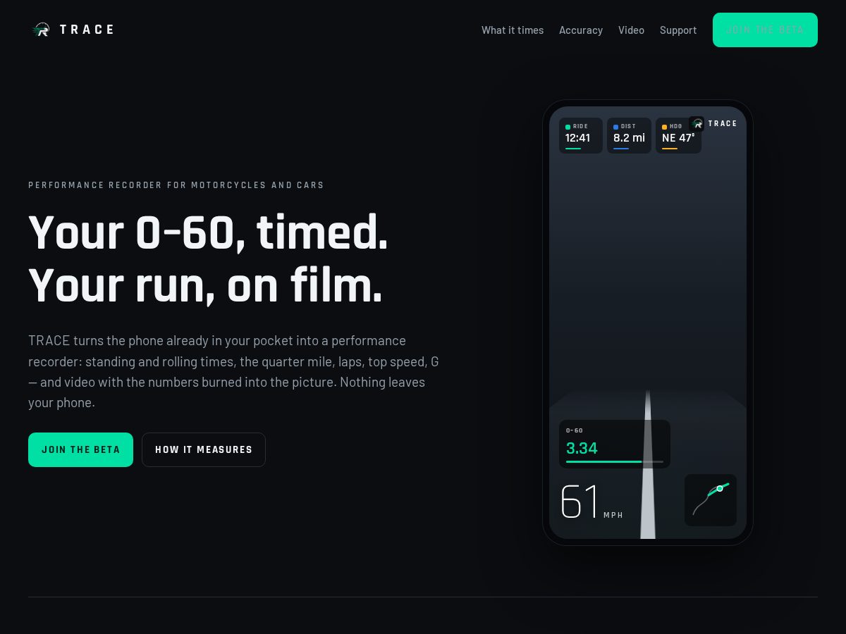 Landing-page snapshot of tracetimer.com